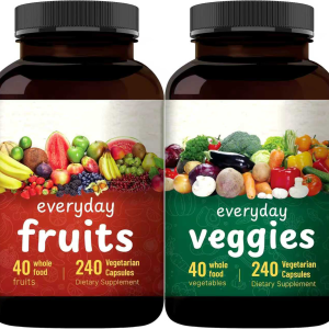 Fruit and Vegetable Supplement — 480 Vegan Capsules | Natural Blend of 40 Whole Fruits and Vegetables | Fresh Superfood Formula with Vitamins and Minerals — Non-GMO