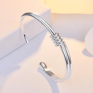 925 Sterling Silver Hiphop Thick Chain Bracelet for Women Men Vintage Knots Handmade Hasp Bracelet Birthday Gift